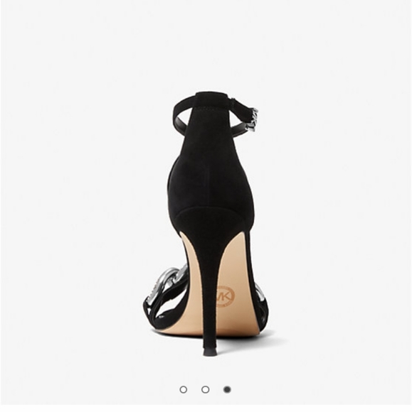 Kors by Michael Kors Scarlett Chain Link Black Suede Heels, 7.5 NWOT - Picture 2 of 4